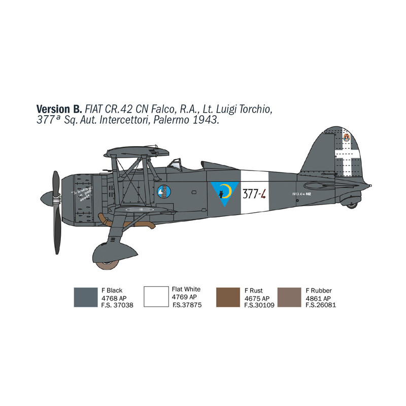 Avion FIAT CR.42 CN Falco night fighter 5 versions - ITALERI 1485