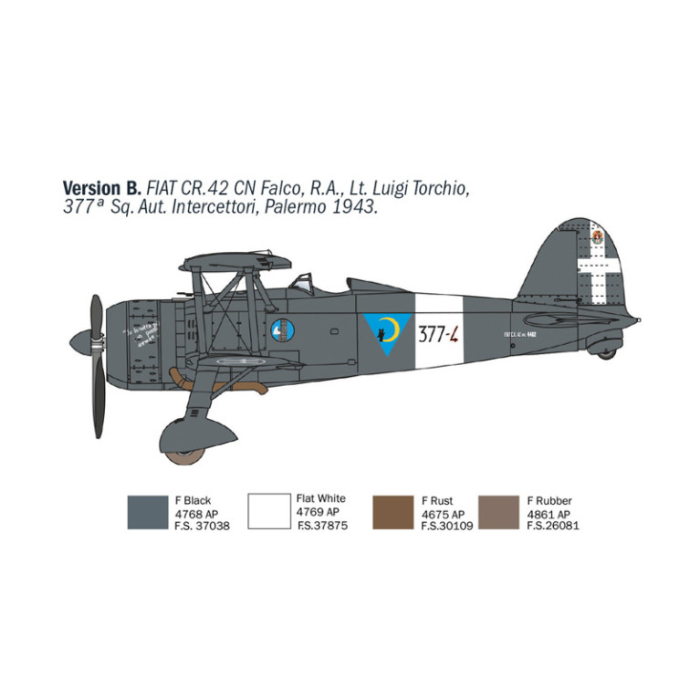 Avion FIAT CR.42 CN Falco night fighter 5 versions - ITALERI 1485
