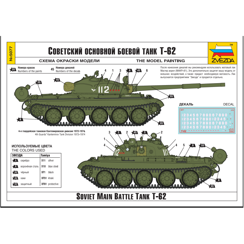 Char soviétique T-62 - ZVEZDA 5077