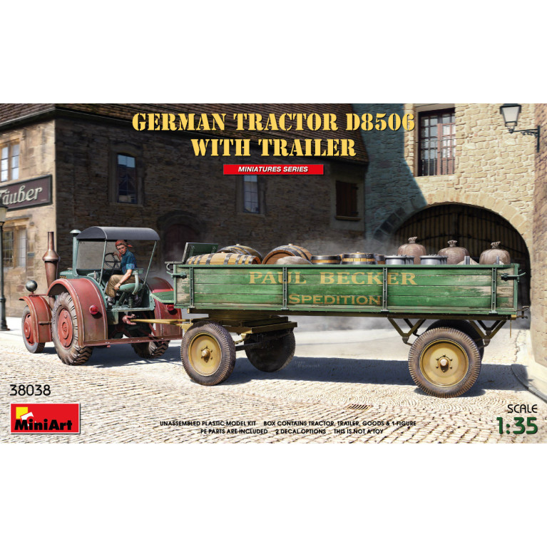 Tracteur allemand D8506 avec remorque 2 versions - MiniArt 38038