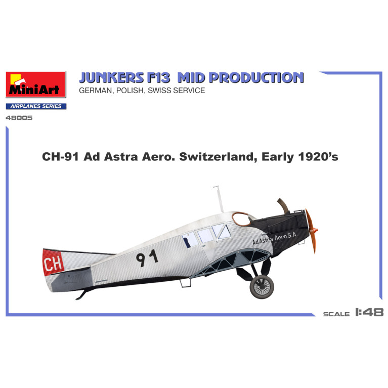 Avion Junkers F13 mid production Service allemand,  polonais et suisse 3 versions - MiniArt 48005