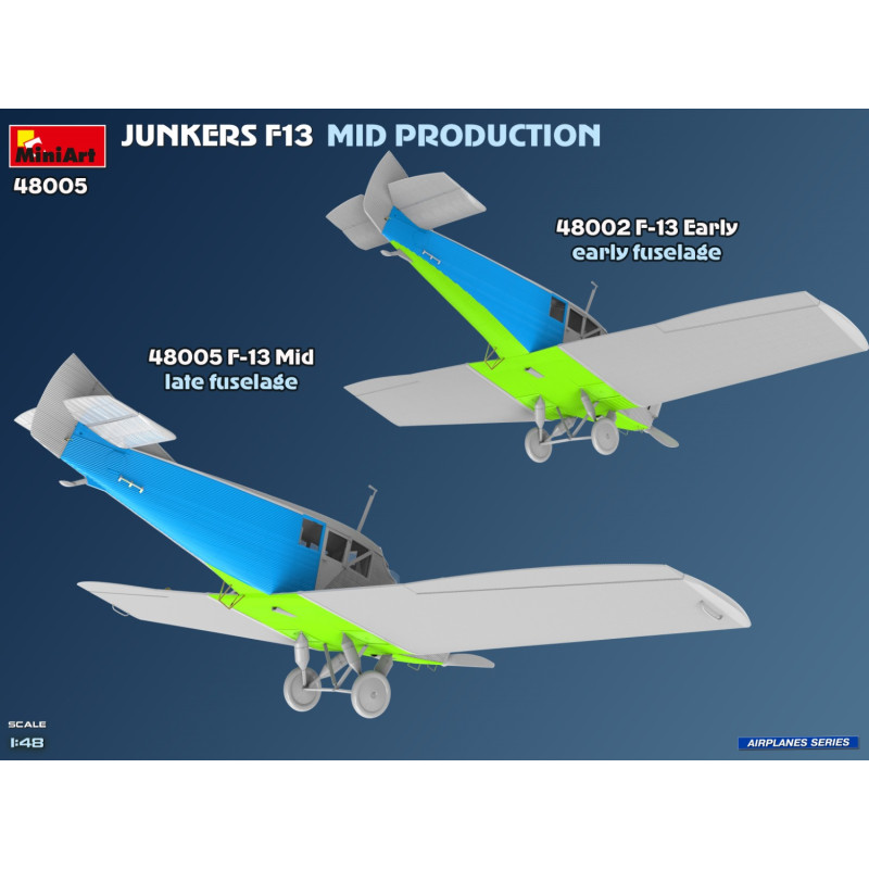 Avion Junkers F13 mid production Service allemand,  polonais et suisse 3 versions - MiniArt 48005