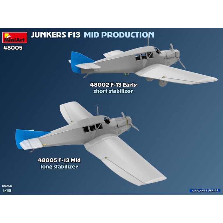 Avion Junkers F13 mid production Service allemand,  polonais et suisse 3 versions - MiniArt 48005
