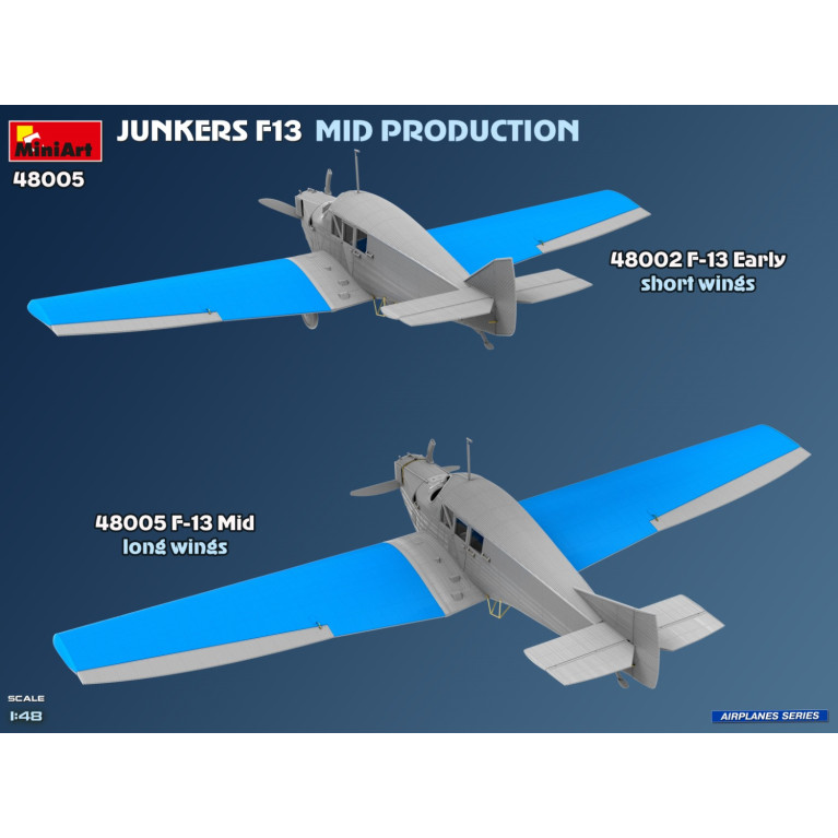 Avion Junkers F13 mid production Service allemand,  polonais et suisse 3 versions - MiniArt 48005