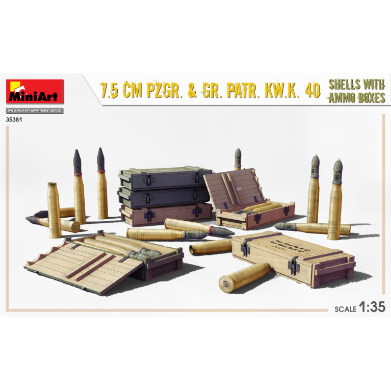 7.5 cm PZGR. & GR. PATR. KW.K. 40 cartouches avec boîtes de munitions - MiniArt 35381