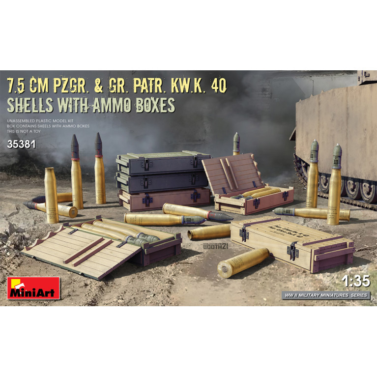 7.5 cm PZGR. & GR. PATR. KW.K. 40 cartouches avec boîtes de munitions - MiniArt 35381