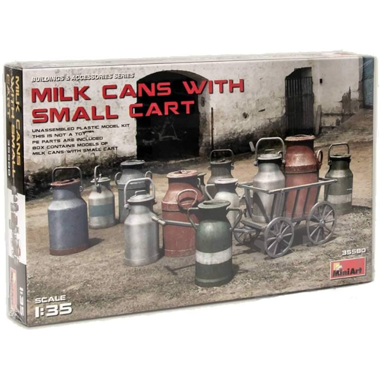 Bidons de lait avec petit chariot - MiniArt 35580
