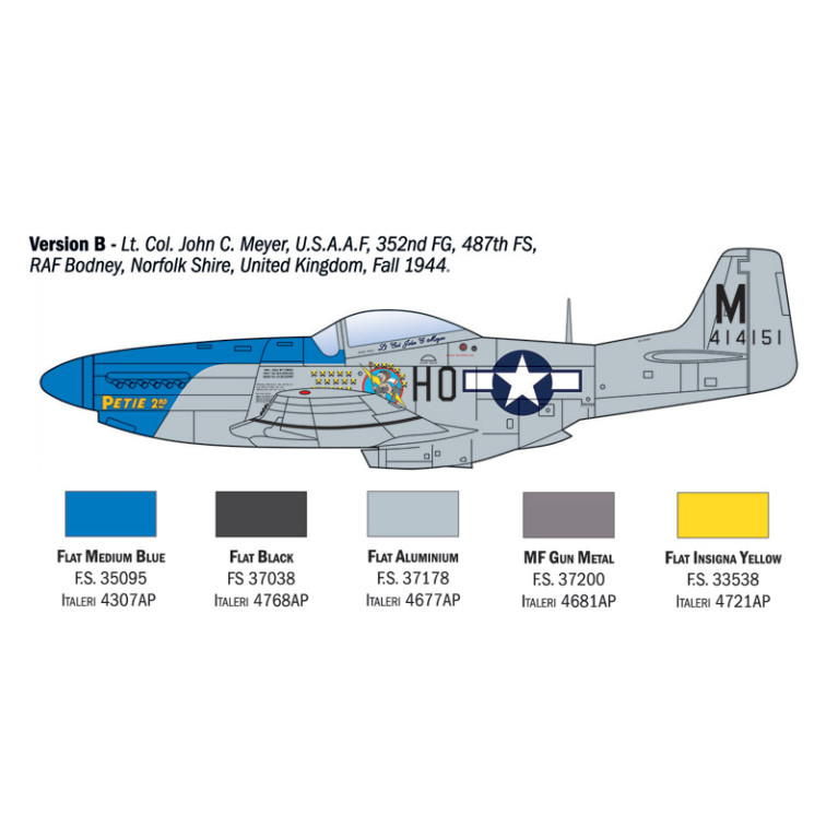Avion P-51 D Mustang. 5 versions - ITALERI 1484