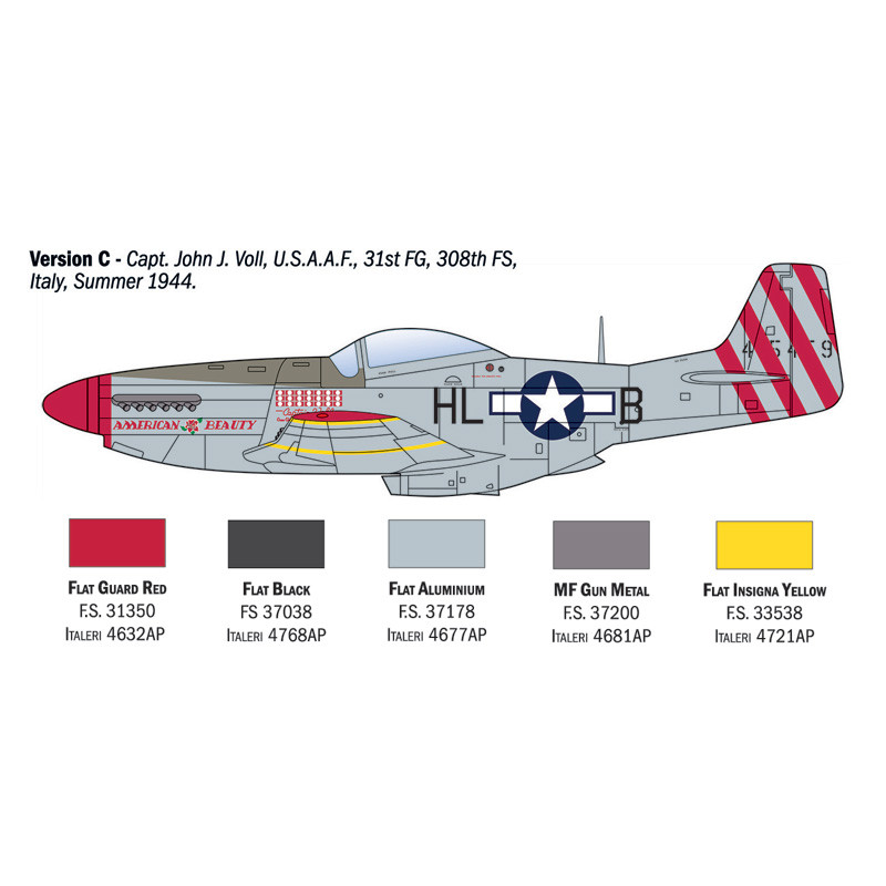 Avion P-51 D Mustang. 5 versions - ITALERI 1484
