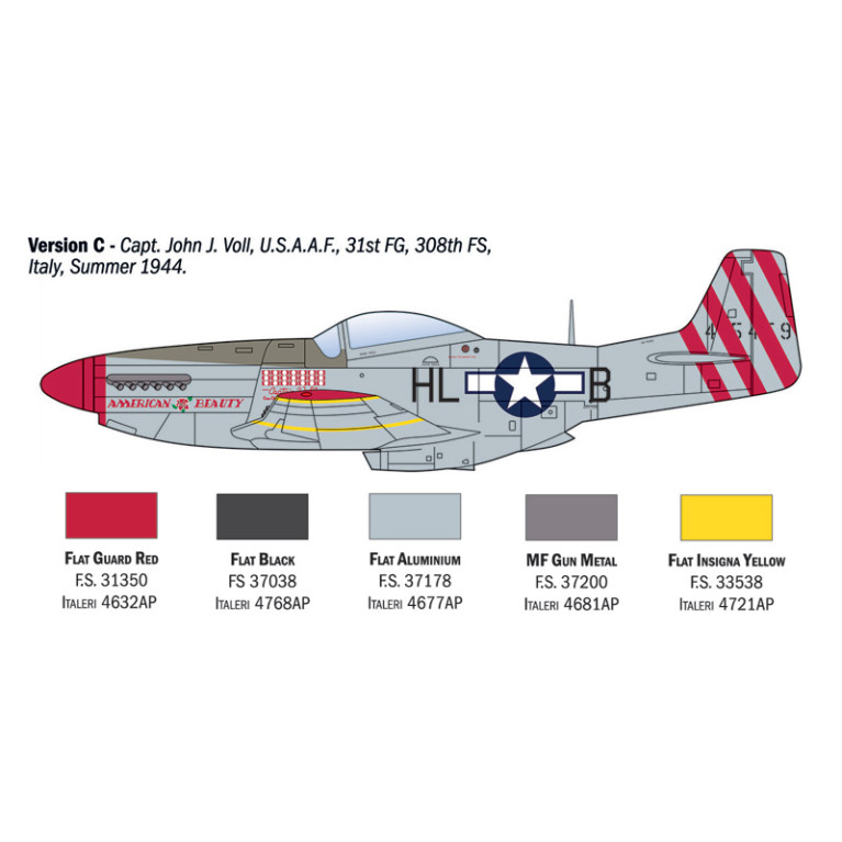 Avion P-51 D Mustang. 5 versions - ITALERI 1484