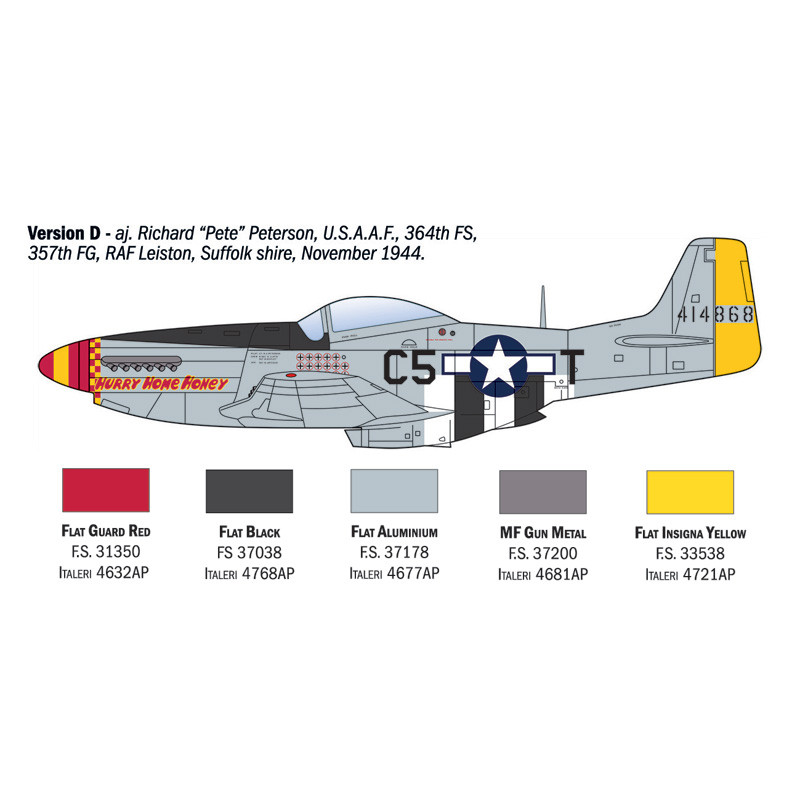 Avion P-51 D Mustang. 5 versions - ITALERI 1484