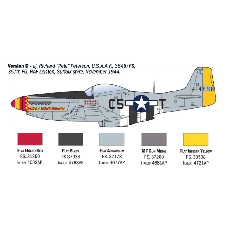Avion P-51 D Mustang. 5 versions - ITALERI 1484