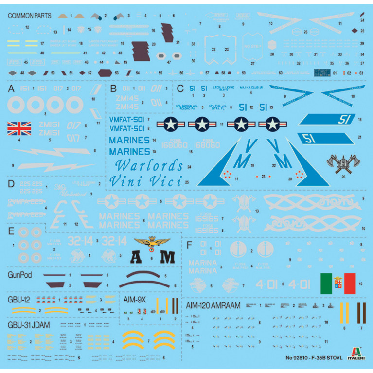 Avion F-35 B Lightning II 6 versions - ITALERI 92810