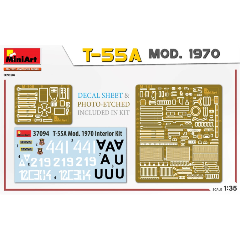 Char T-55A modèle 1970 (kit intérieur) 5 versions - MiniArt 37094