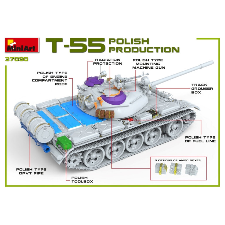 Char T-55A production polonaise 6 versions - MiniArt 37090