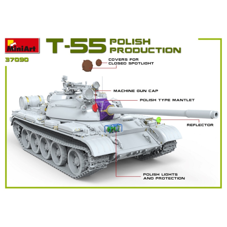 Char T-55A production polonaise 6 versions - MiniArt 37090