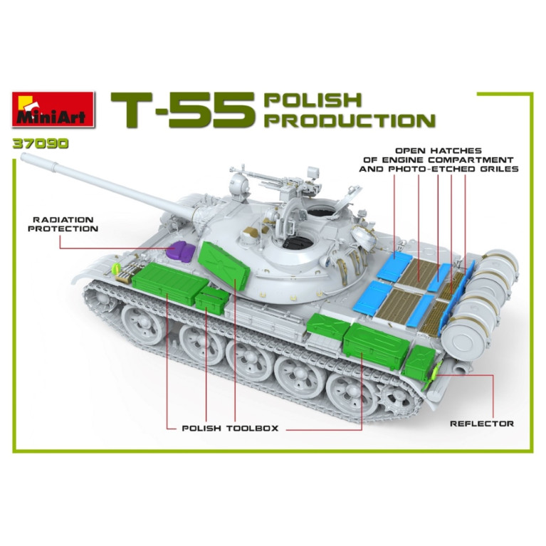 Char T-55A production polonaise 6 versions - MiniArt 37090