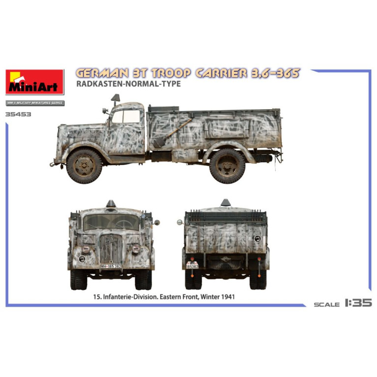 Transporteur de troupes allemand 3T 3,6-36S, Radkasten-type-normal 5 versions - MiniArt 35453 - 1/35