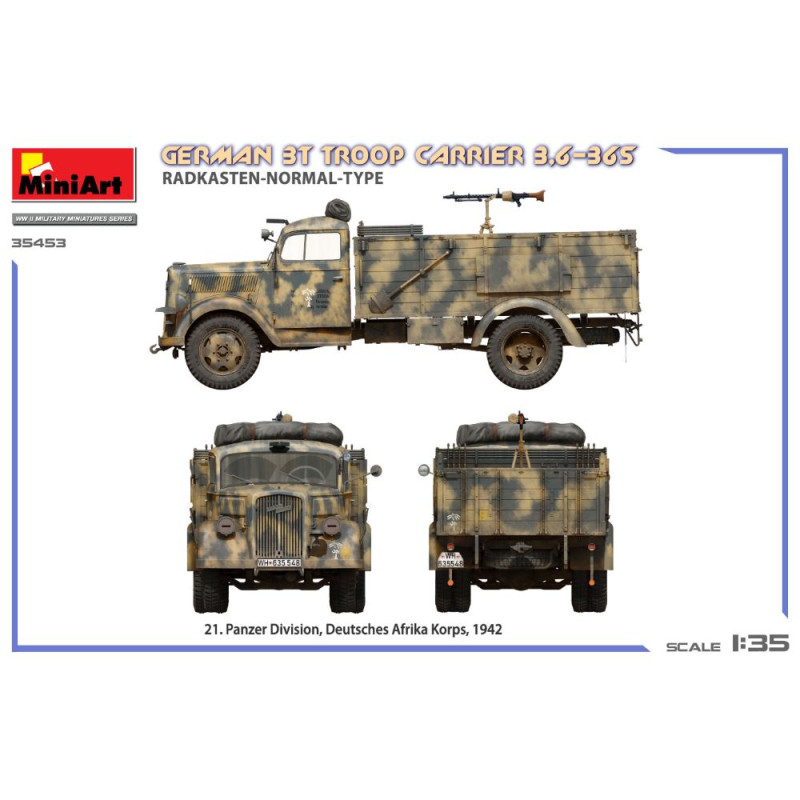 Transporteur de troupes allemand 3T 3,6-36S, Radkasten-type-normal 5 versions - MiniArt 35453 - 1/35