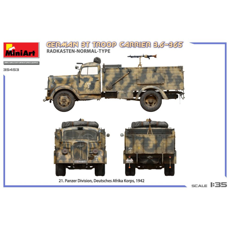 Transporteur de troupes allemand 3T 3,6-36S, Radkasten-type-normal 5 versions - MiniArt 35453 - 1/35