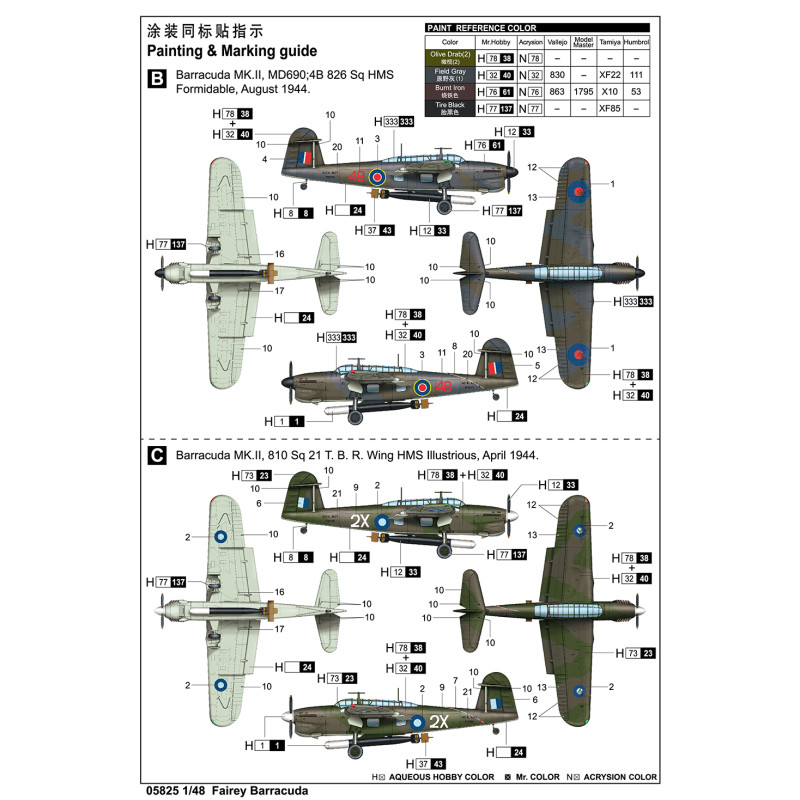 Fairey Barracuda 3 versions - TRUMPETER 05825 - 1/48