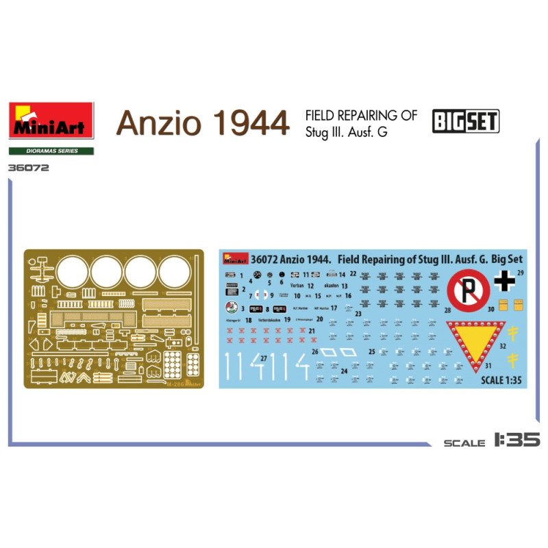 Anzio 1944, réparation sur le terrain du Stug III. Ausf. G. Big set - MiniArt 36072 - 1/35