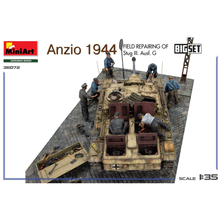 Anzio 1944, réparation sur le terrain du Stug III. Ausf. G. Big set - MiniArt 36072 - 1/35