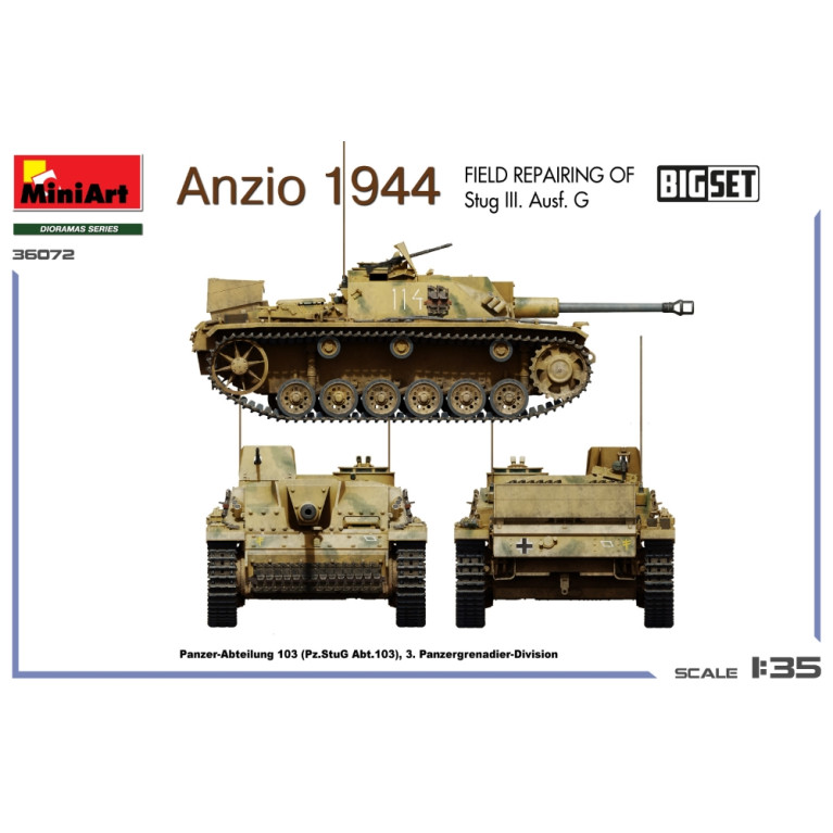 Anzio 1944, réparation sur le terrain du Stug III. Ausf. G. Big set - MiniArt 36072 - 1/35