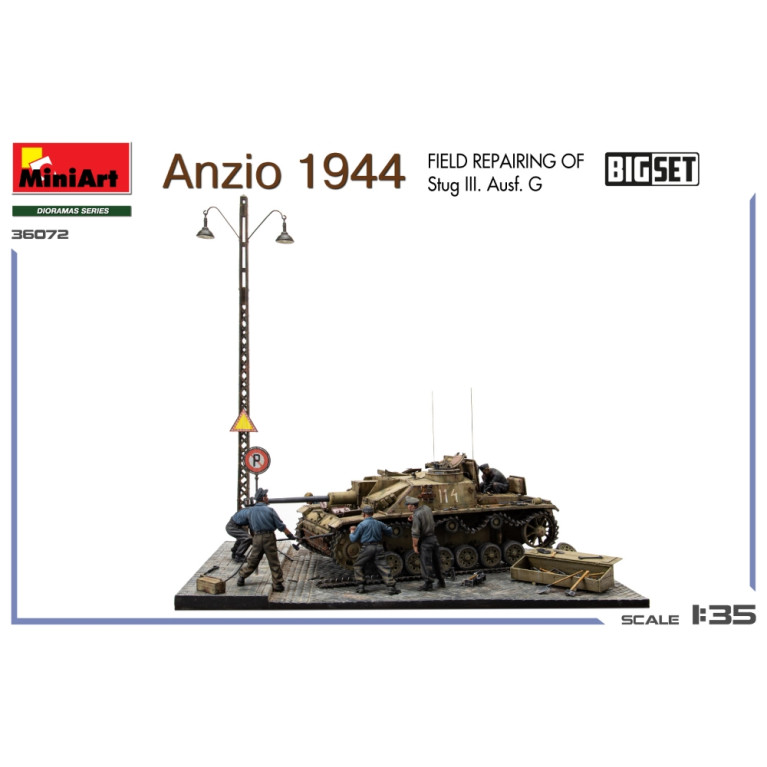 Anzio 1944, réparation sur le terrain du Stug III. Ausf. G. Big set - MiniArt 36072 - 1/35