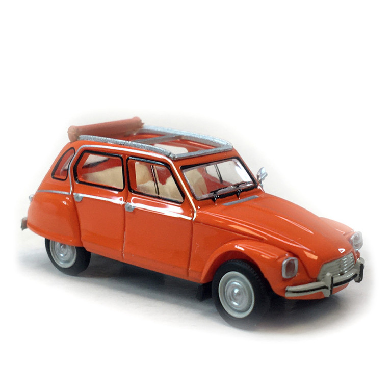 Citroën Dyane 6 capote ouverte, orange cuivre indien, 1973 - SAI 7624 - HO 1/87