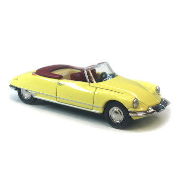 Citroën DS 19 cabriolet capote ouverte, jaune, 1963 - SAI 7809.4 - HO 1/87