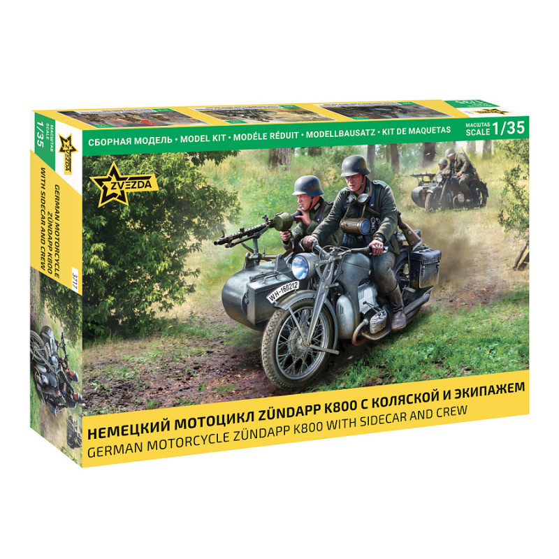 Moto allemande Zündapp K800 avec side-car et voiture - ZVEZDA 3717 - 1/35