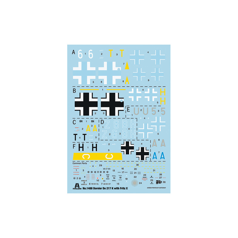 DO 217 K-1/K-2 avec Fritz X, 6 versions - ITALERI 1488 - 1/72