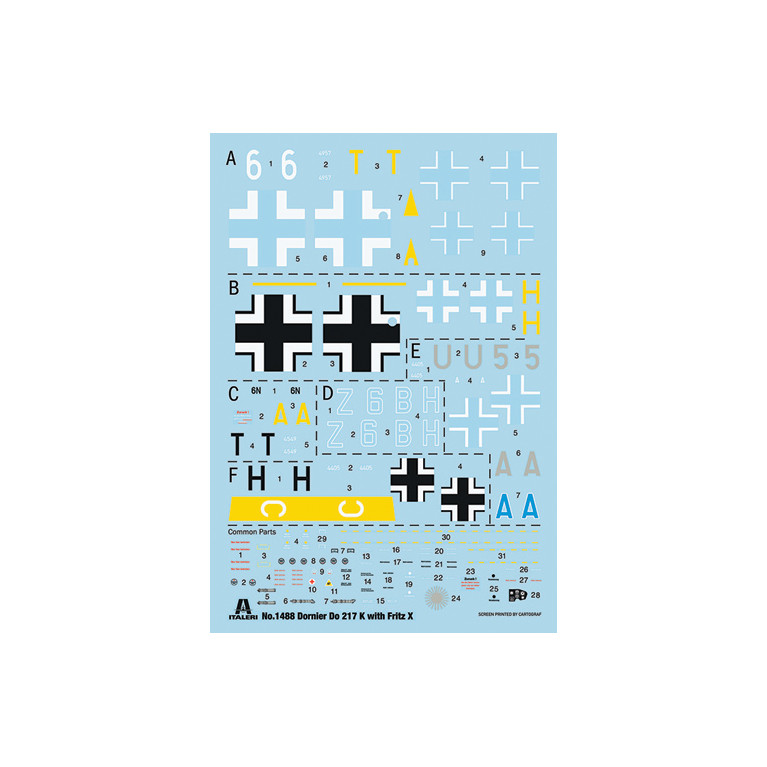 DO 217 K-1/K-2 avec Fritz X, 6 versions - ITALERI 1488 - 1/72