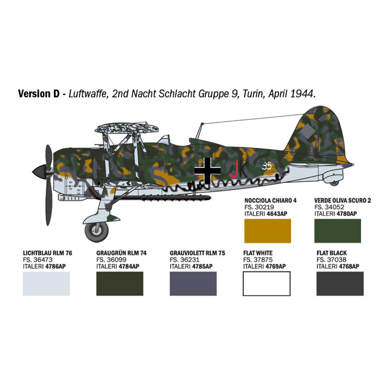 FIAT CR.42 Falco Assault/Night Fighter, 4 versions - ITALERI 2842 - 1/48