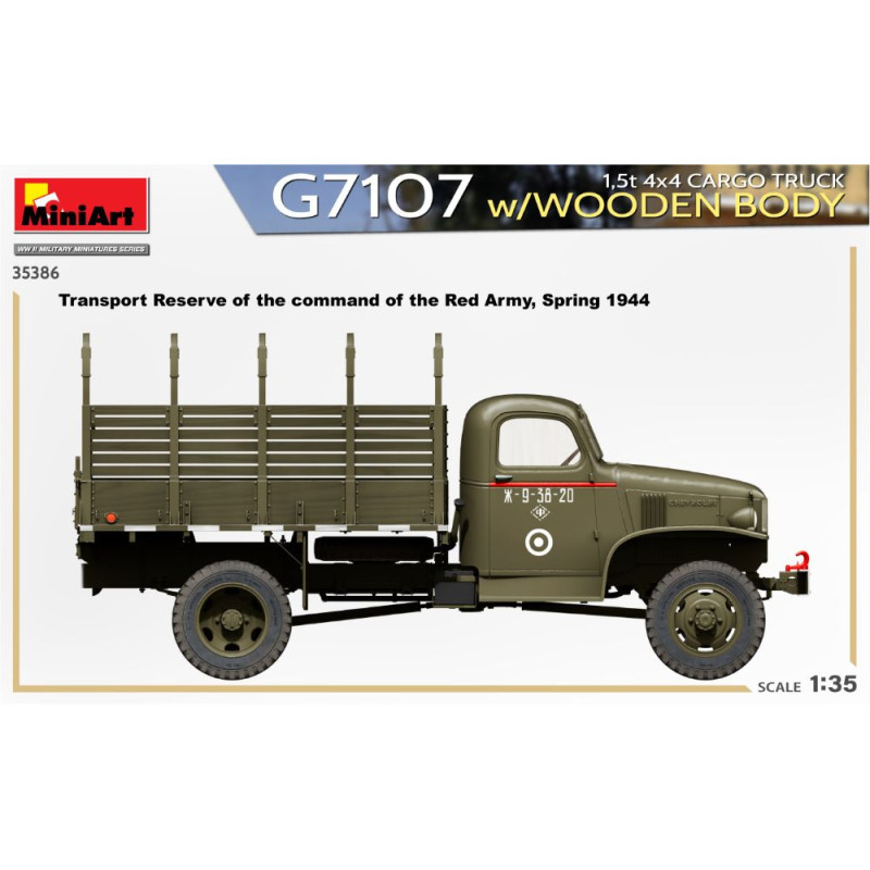 G7107 Camion cargo 1.5 t 4x4 avec carrosserie en bois, 5 versions - MiniArt 35386 - 1/35