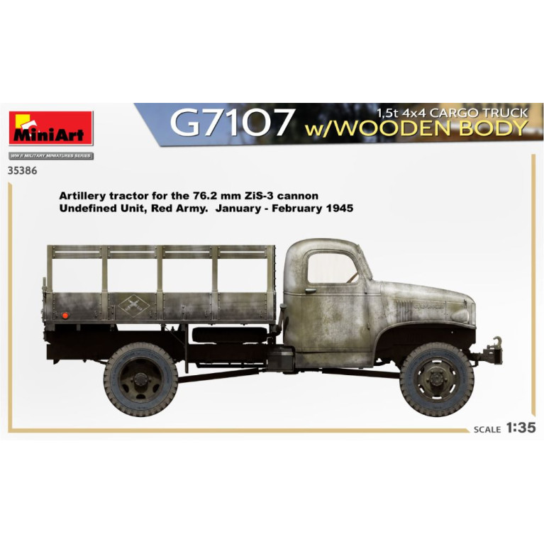 G7107 Camion cargo 1.5 t 4x4 avec carrosserie en bois, 5 versions - MiniArt 35386 - 1/35