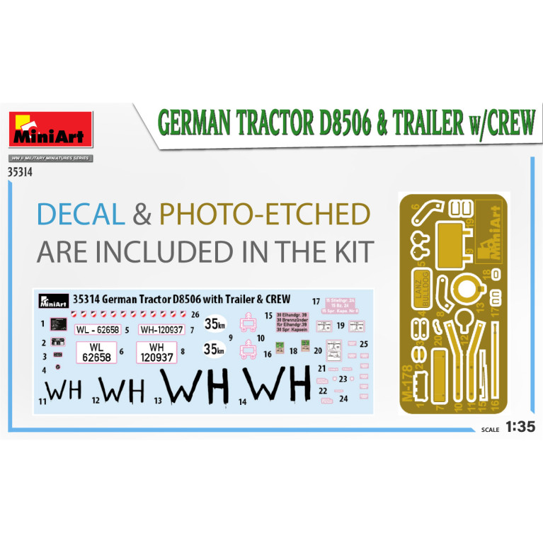 Tracteur allemand D8506 et remorque avec équipage, 2 versions - MiniArt 35314 - 1/35
