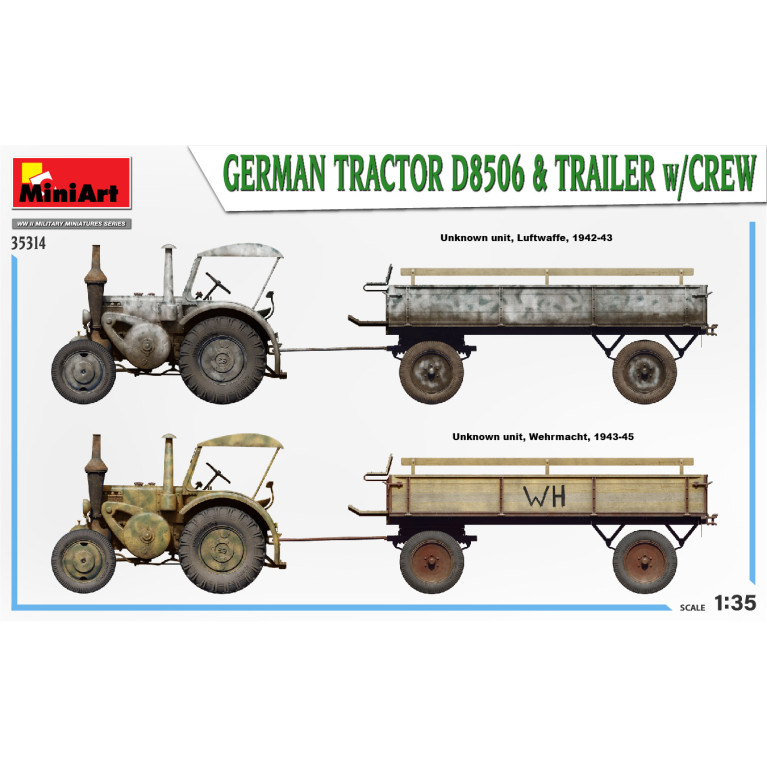 Tracteur allemand D8506 et remorque avec équipage, 2 versions - MiniArt 35314 - 1/35