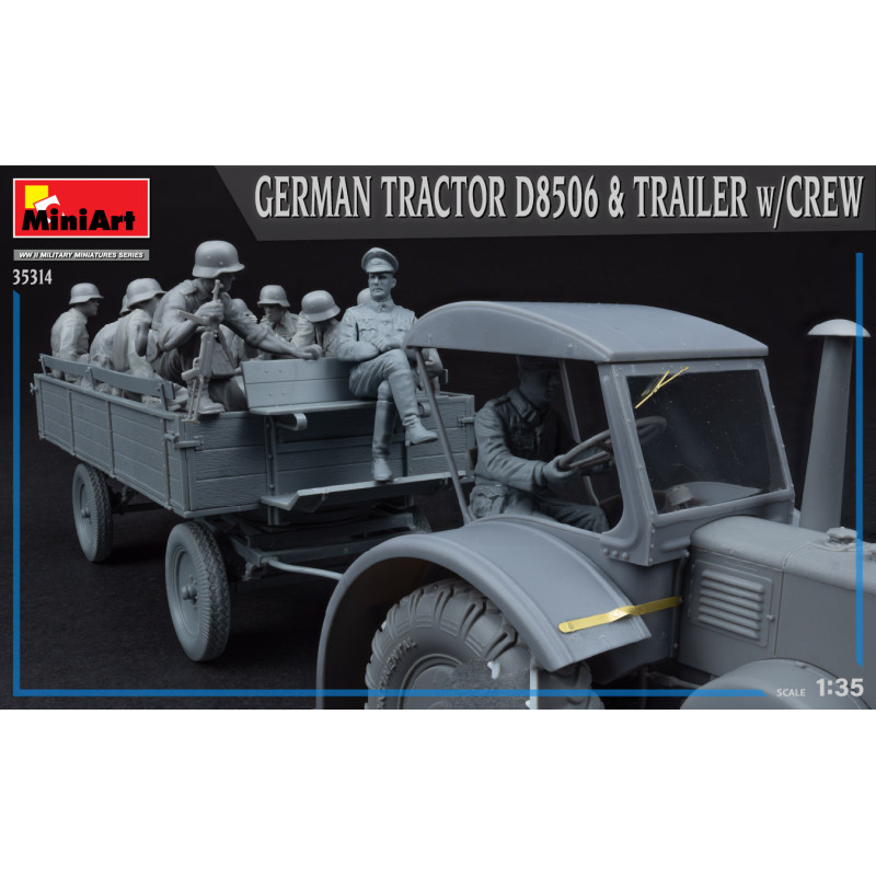 Tracteur allemand D8506 et remorque avec équipage, 2 versions - MiniArt 35314 - 1/35