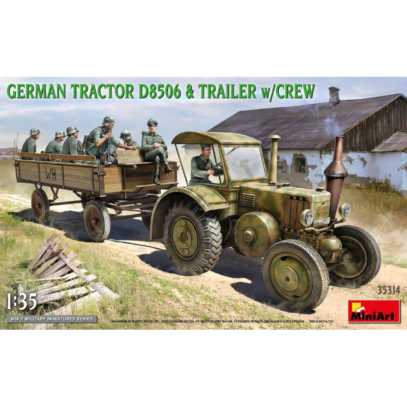 Maquette Tracteur agricole européen avec chariot 1/35