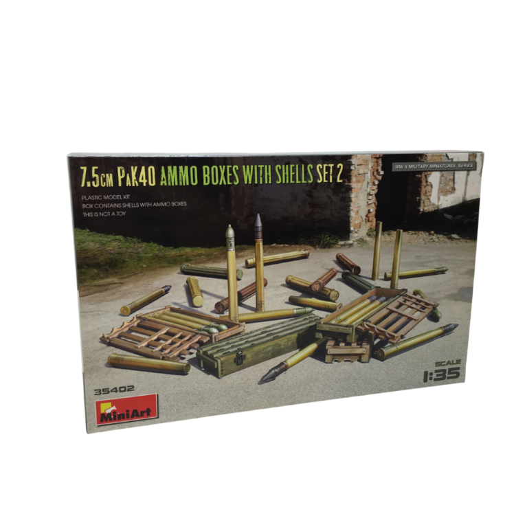 Boîtes de munitions 7.5 cm PaK40 avec étuis, Lot de 2 - MiniArt 35402 - 1/35