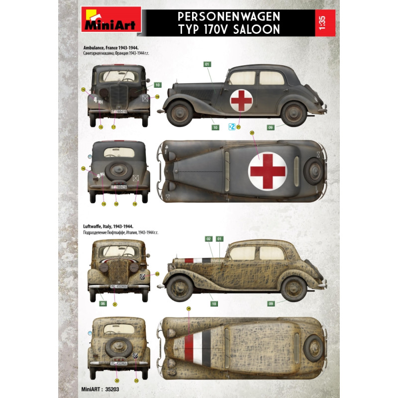 Voiture allemande berline, type 170V, 11 versions - MiniArt 35203 - 1/35