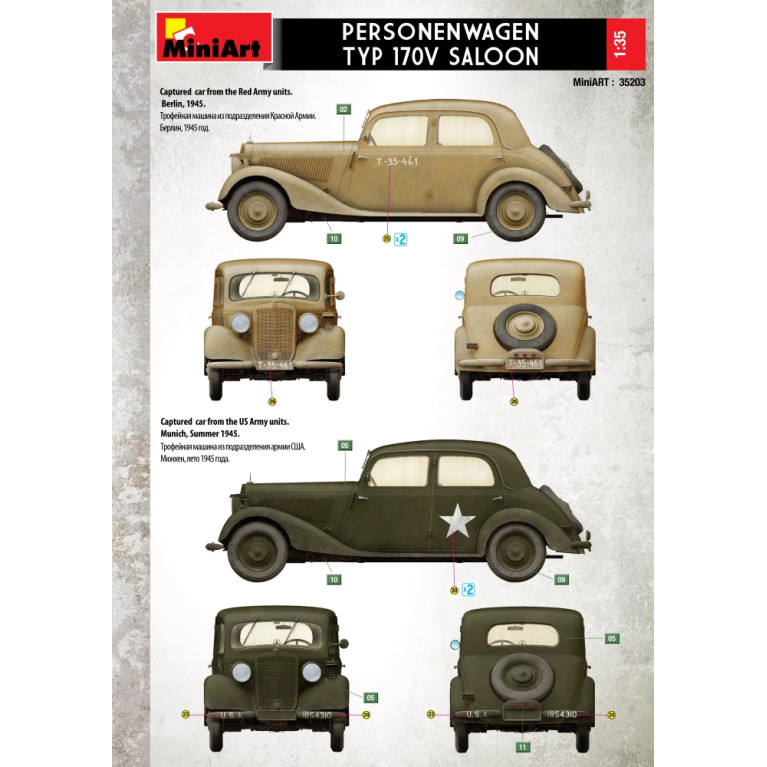 Voiture allemande berline, type 170V, 11 versions - MiniArt 35203 - 1/35