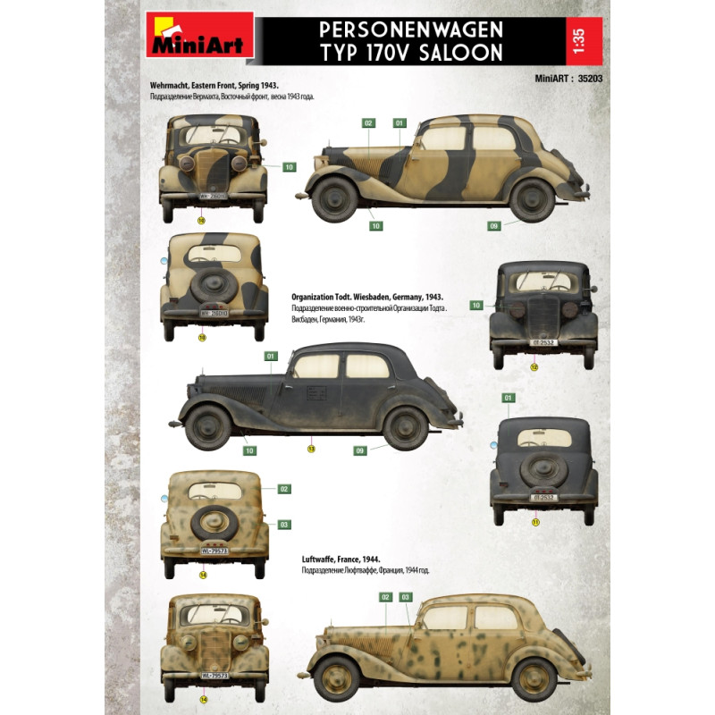 Voiture allemande berline, type 170V, 11 versions - MiniArt 35203 - 1/35