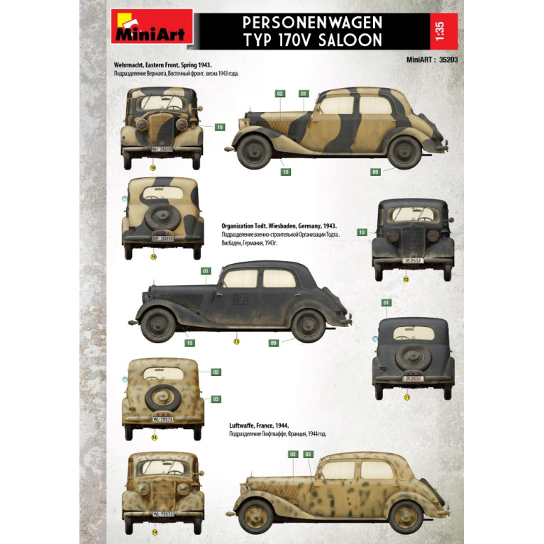 Voiture allemande berline, type 170V, 11 versions - MiniArt 35203 - 1/35