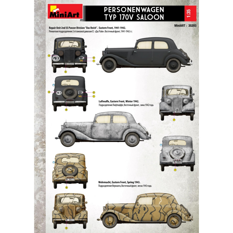 Voiture allemande berline, type 170V, 11 versions - MiniArt 35203 - 1/35