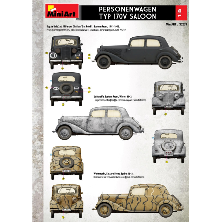 Voiture allemande berline, type 170V, 11 versions - MiniArt 35203 - 1/35