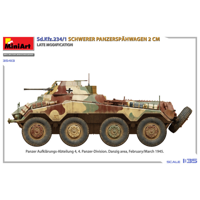 Sd.Kfz.234/1 Schwerer Panzerspähwagen (2 cm), Late modification, 6 versions - MiniArt 35413 - 1/35