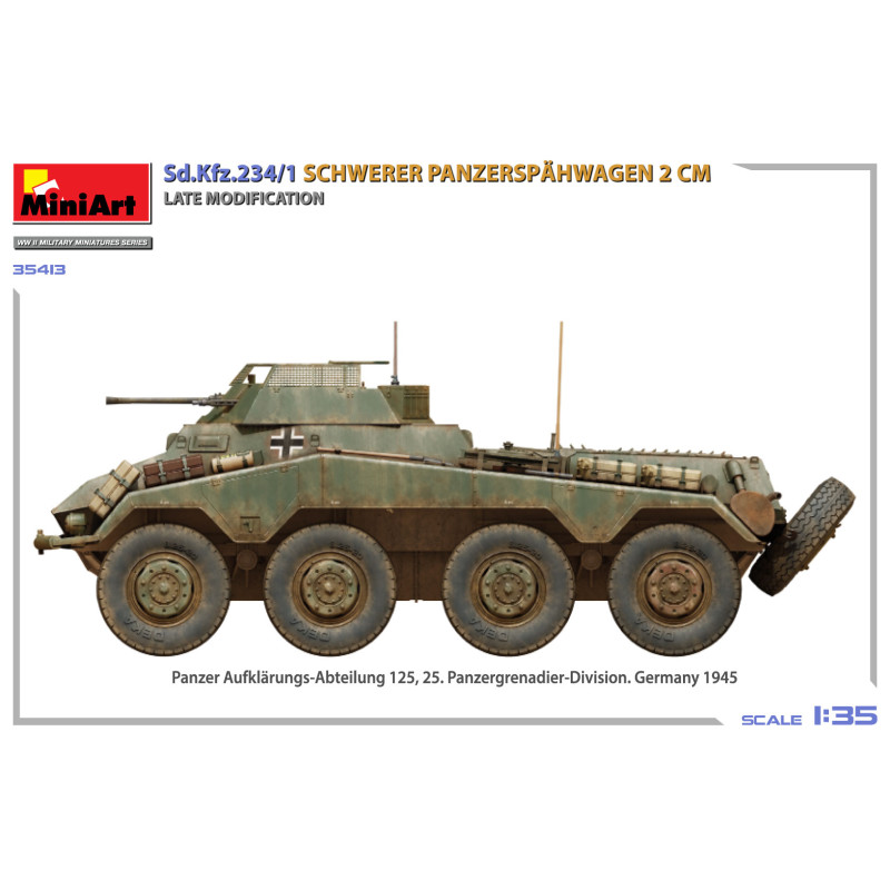 Sd.Kfz.234/1 Schwerer Panzerspähwagen (2 cm), Late modification, 6 versions - MiniArt 35413 - 1/35